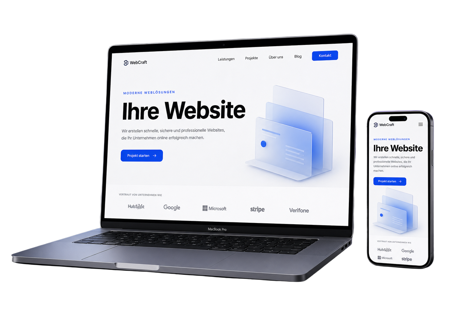 Premium Website Vorschau auf MacBook und iPhone